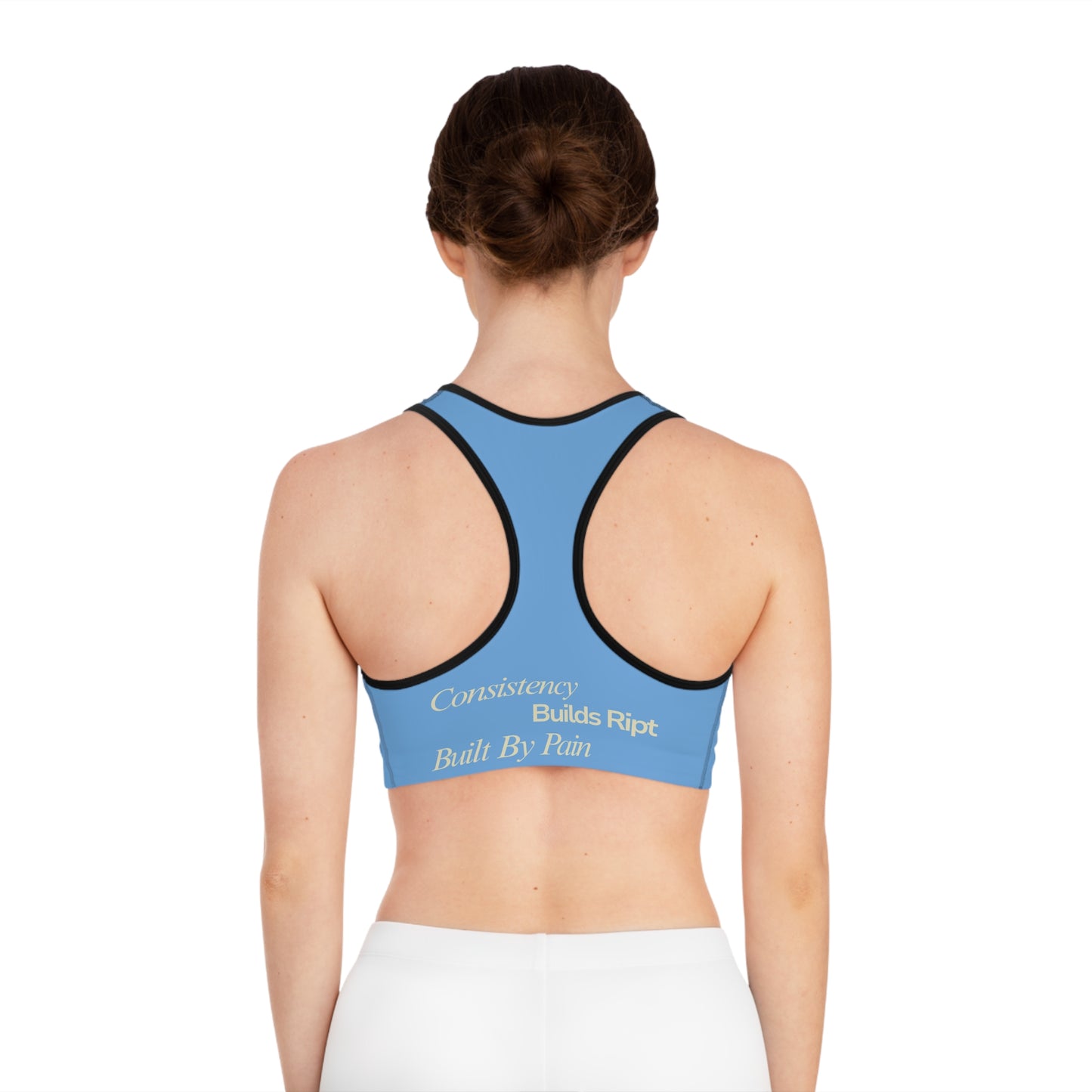 Ript Wear Light Blue Performance Sports Bra — 'RIPT WEAR' Blue Logo Athletic Crop