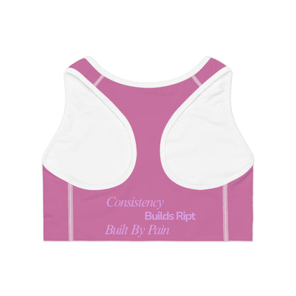 Wear Pink Performance Sports Bra — 'RIPT WEAR' Blue Logo Athletic Crop