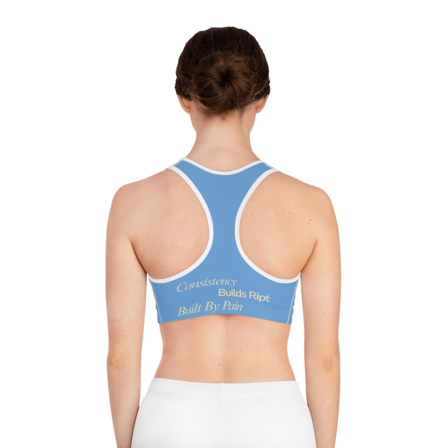 Ript Wear Light Blue Performance Sports Bra — 'RIPT WEAR' Blue Logo Athletic Crop