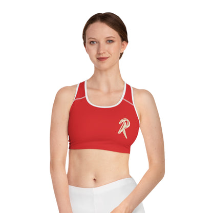 Ript Wear Red Performance Sports Bra — 'RIPT WEAR' Beige Logo Athletic Crop