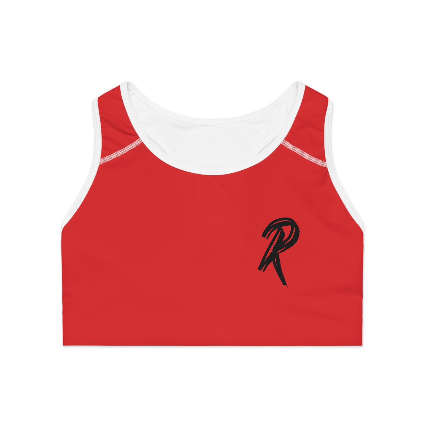Ript Wear Red/Black Performance Sports Bra — 'RIPT WEAR' Black Logo Athletic Crop