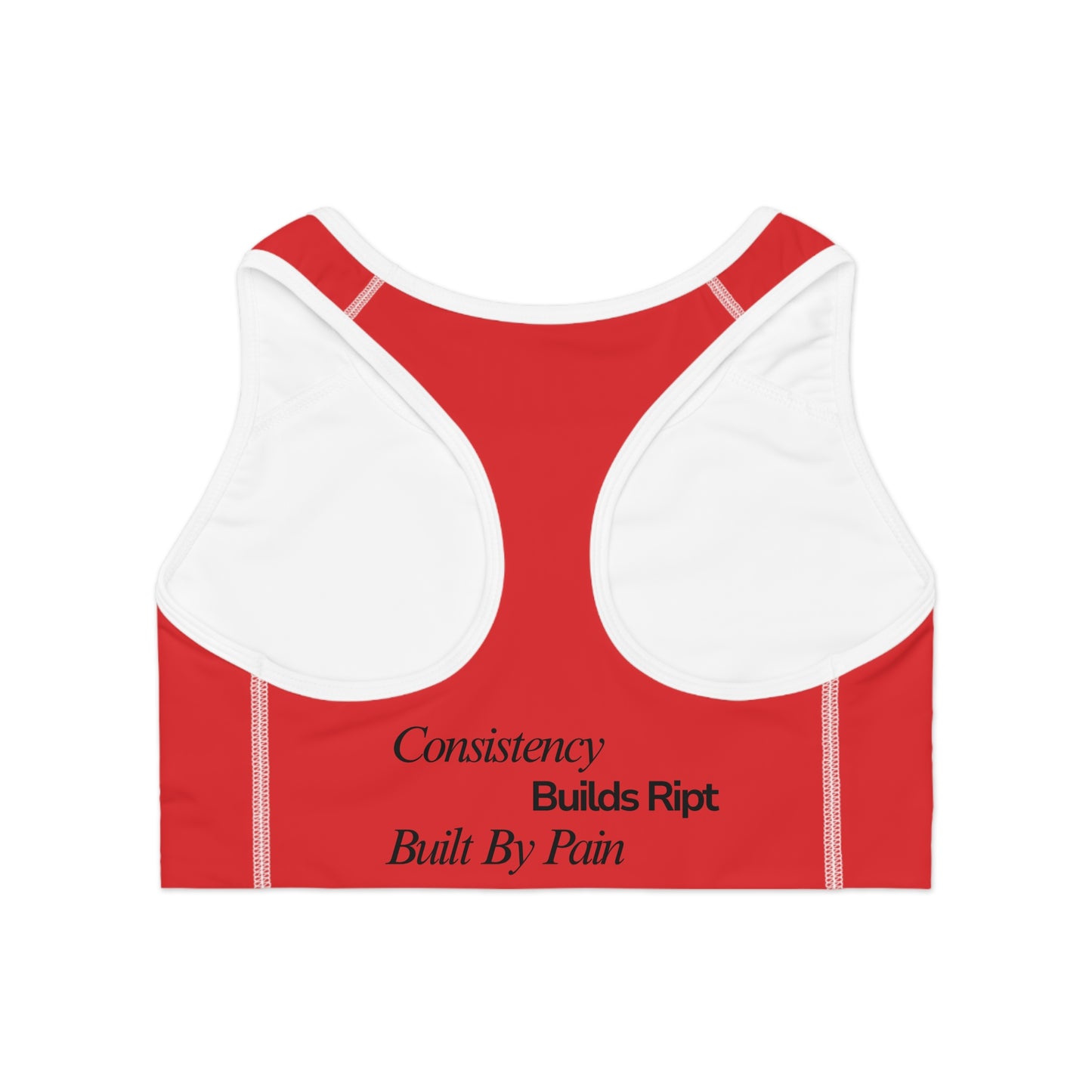 Ript Wear Red/Black Performance Sports Bra — 'RIPT WEAR' Black Logo Athletic Crop