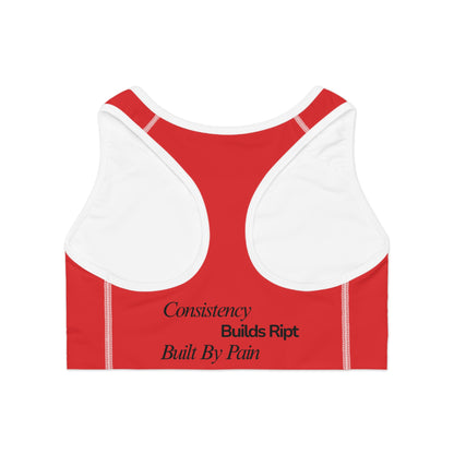 Ript Wear Red/Black Performance Sports Bra — 'RIPT WEAR' Black Logo Athletic Crop