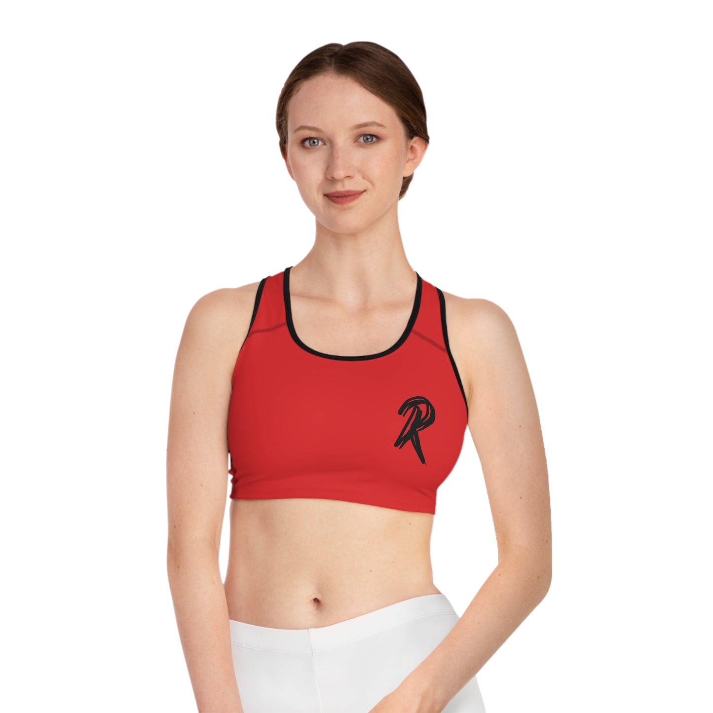 Ript Wear Red/Black Performance Sports Bra — 'RIPT WEAR' Black Logo Athletic Crop