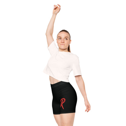 Ript Wear Women's Black Biker Shorts — 'RIPT WEAR' Red Logo Athletic Shorts