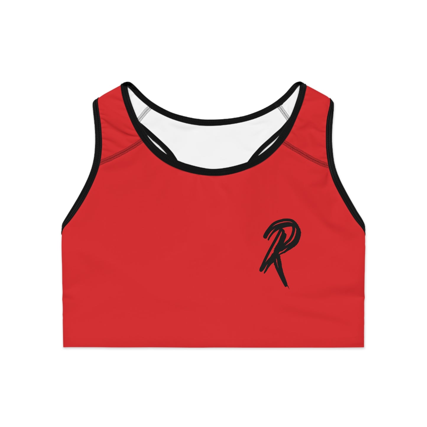 Ript Wear Red/Black Performance Sports Bra — 'RIPT WEAR' Black Logo Athletic Crop