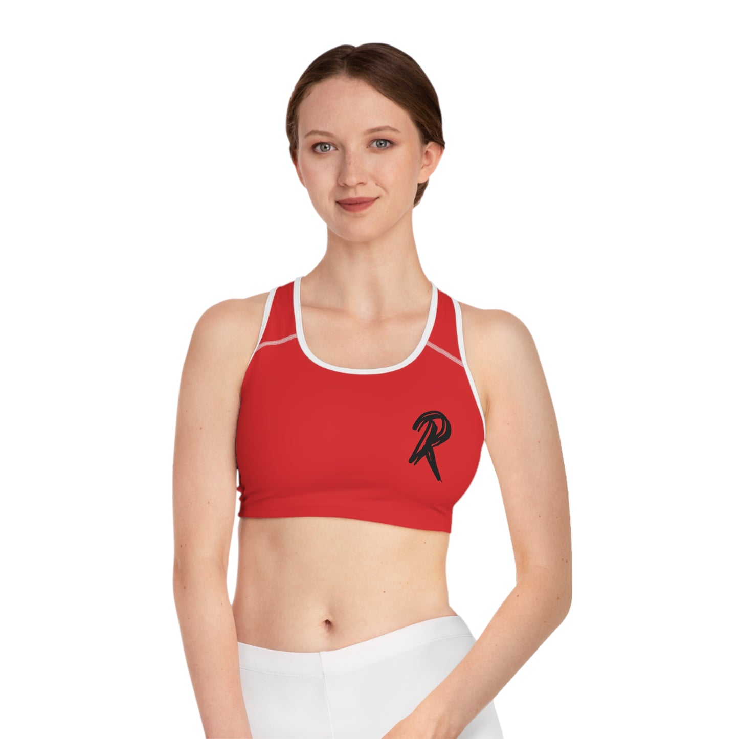 Ript Wear Red/Black Performance Sports Bra — 'RIPT WEAR' Black Logo Athletic Crop