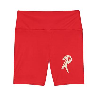 RED RIPT Logo Women's High-Waist Workout Shorts — Athletic Biker Shorts