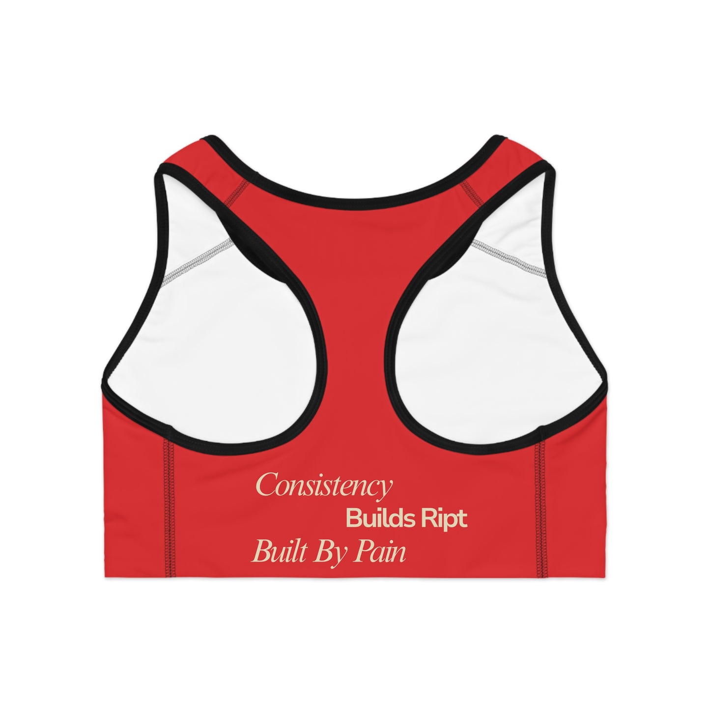 Ript Wear Red Performance Sports Bra — 'RIPT WEAR' Beige Logo Athletic Crop