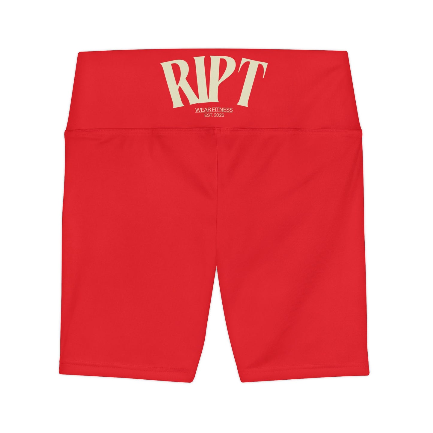 RED RIPT Logo Women's High-Waist Workout Shorts — Athletic Biker Shorts