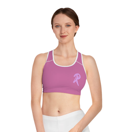 Wear Pink Performance Sports Bra — 'RIPT WEAR' Blue Logo Athletic Crop