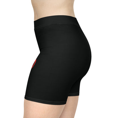 Ript Wear Women's Black Biker Shorts — 'RIPT WEAR' Red Logo Athletic Shorts