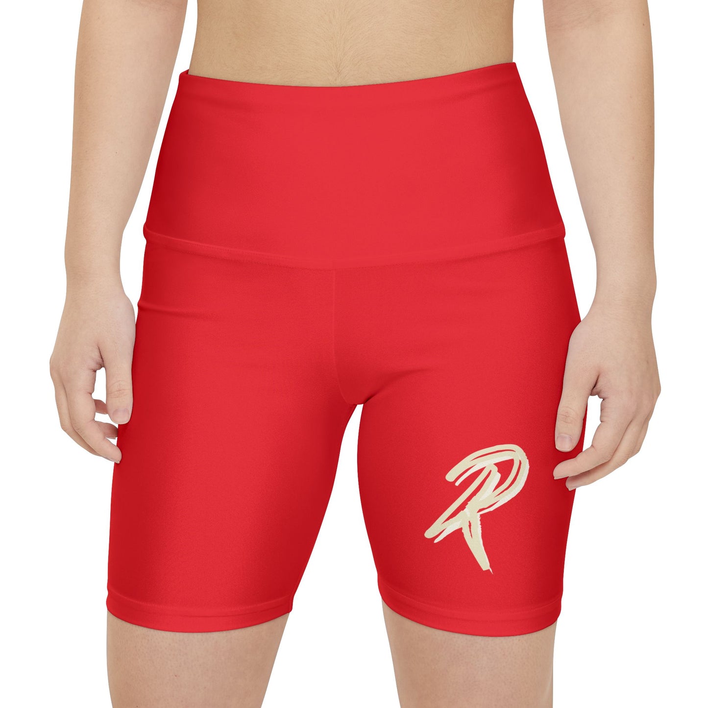 RED RIPT Logo Women's High-Waist Workout Shorts — Athletic Biker Shorts