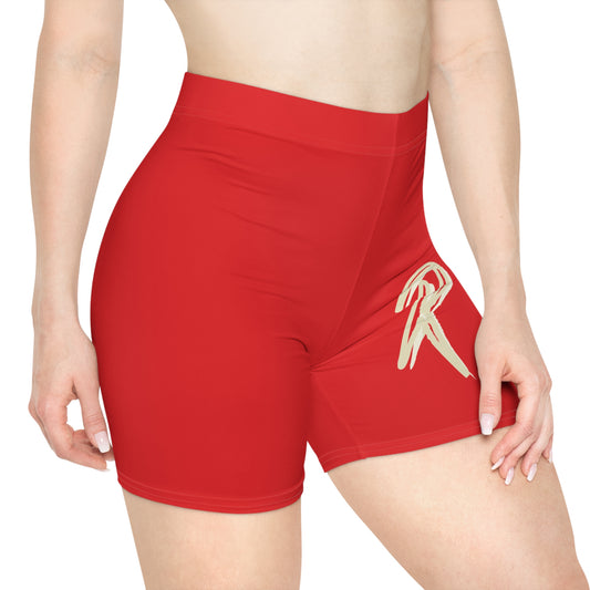Red Ript Wear Women's Brown Biker Shorts — 'RIPT WEAR' Logo Athletic Shorts