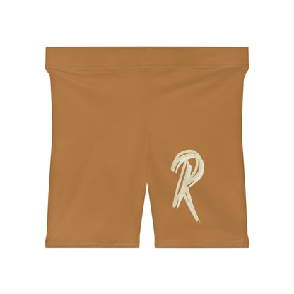 Ript Wear Women's Brown Biker Shorts — 'RIPT WEAR' Logo Athletic Shorts