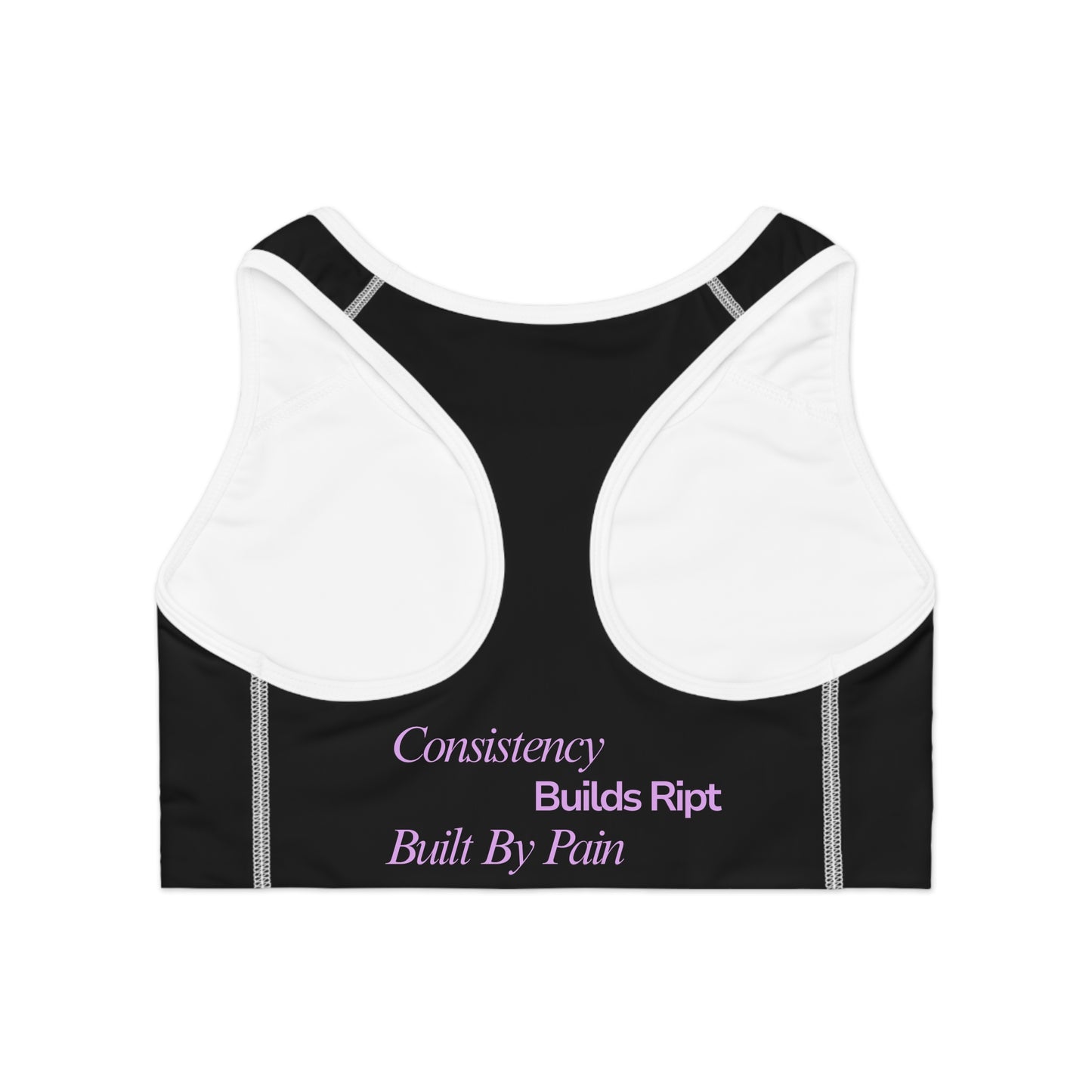 Ript Wear Black Performance Sports Bra — 'RIPT WEAR' Purple Logo Athletic Crop