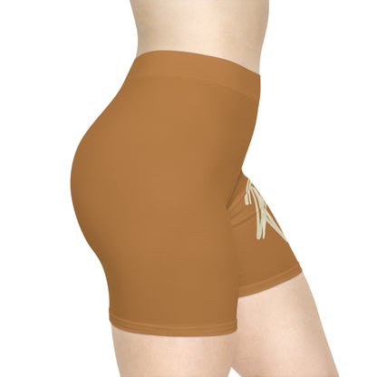 Ript Wear Women's Brown Biker Shorts — 'RIPT WEAR' Logo Athletic Shorts