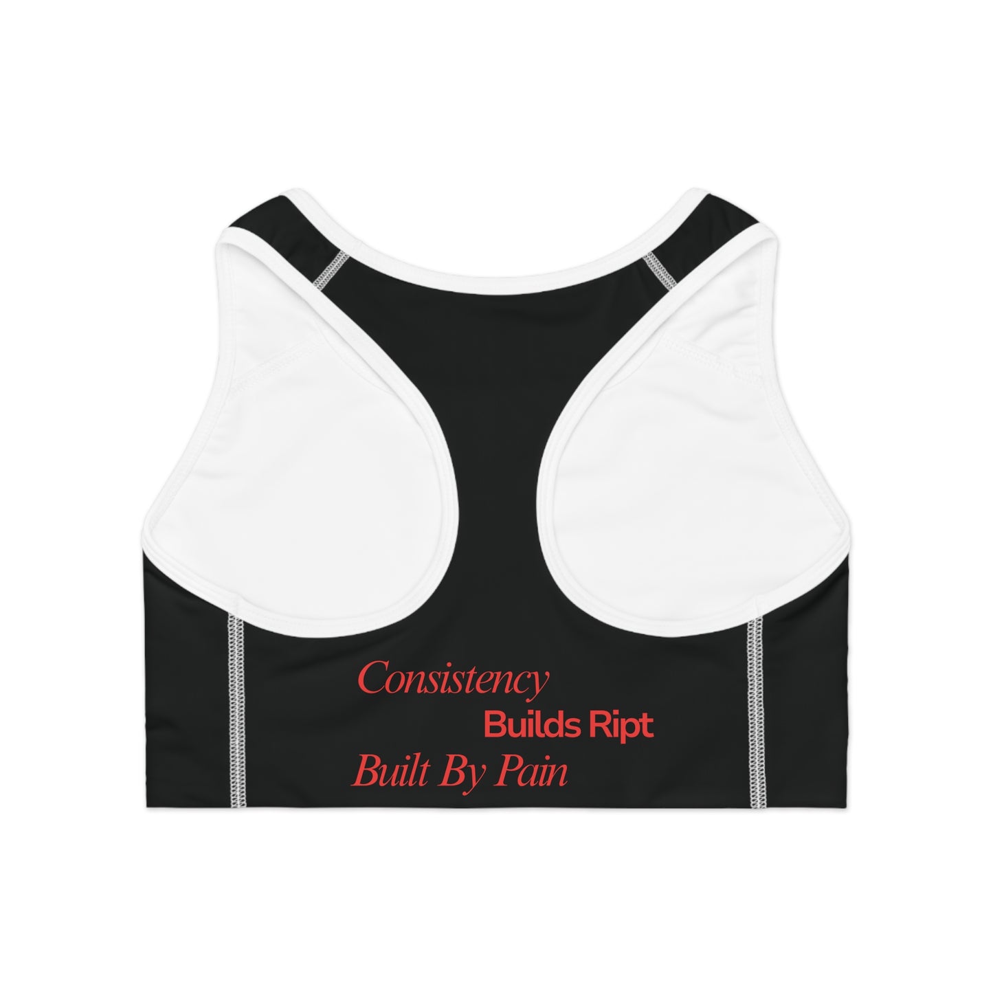 Ript Wear Black/Red Performance Sports Bra — 'RIPT WEAR' Red Logo Athletic Crop