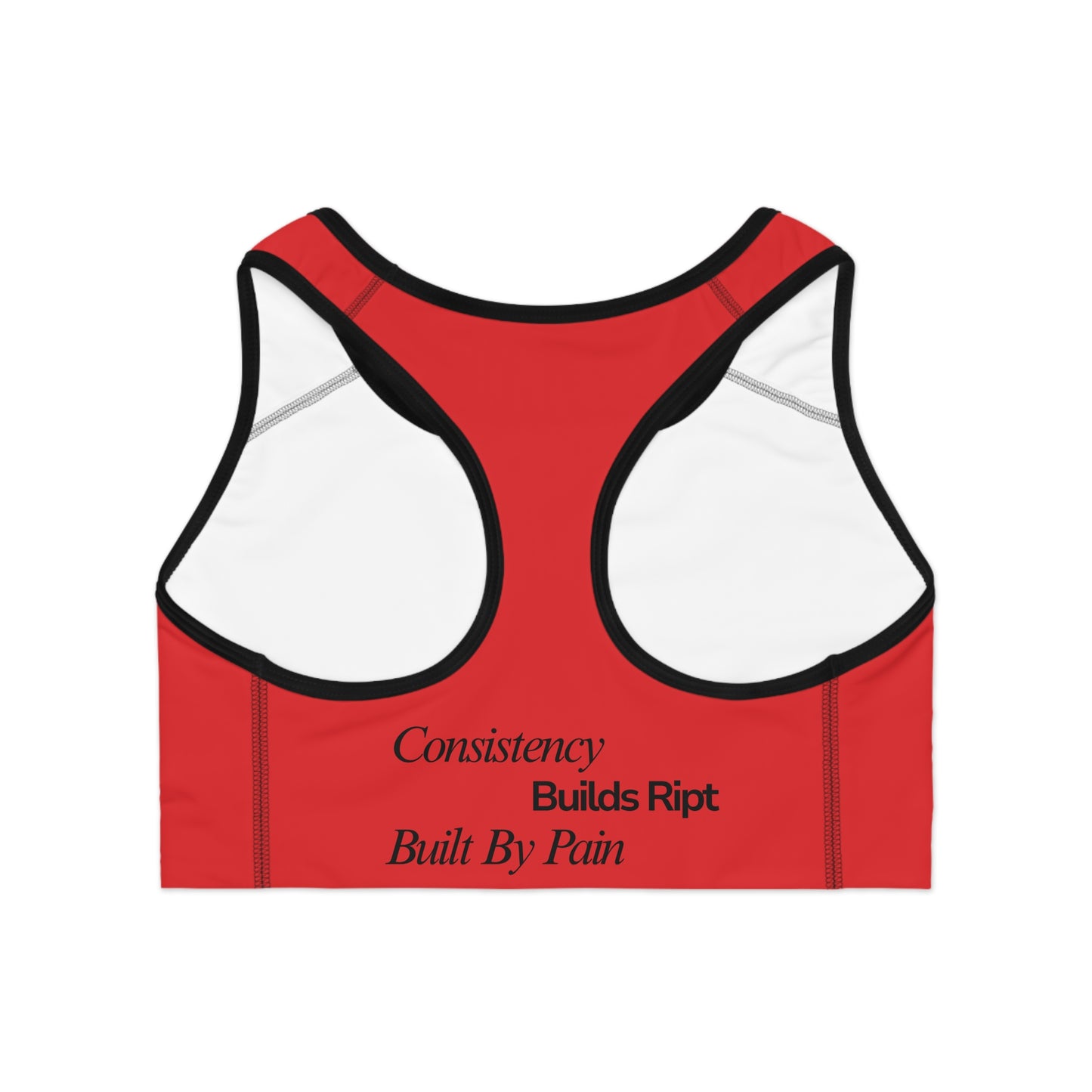 Ript Wear Red/Black Performance Sports Bra — 'RIPT WEAR' Black Logo Athletic Crop