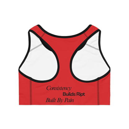 Ript Wear Red/Black Performance Sports Bra — 'RIPT WEAR' Black Logo Athletic Crop