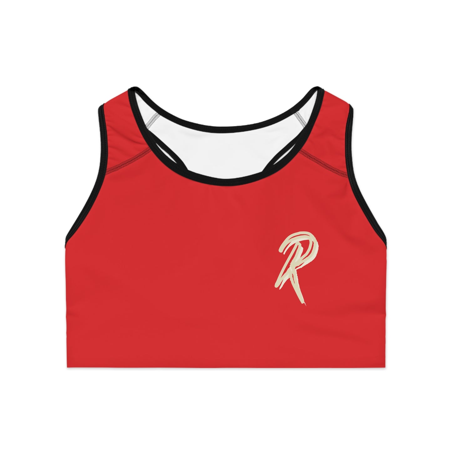 Ript Wear Red Performance Sports Bra — 'RIPT WEAR' Beige Logo Athletic Crop
