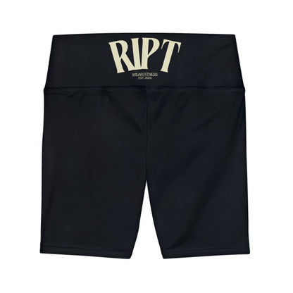 RIPT Logo Women's High-Waist Workout Shorts — Athletic Biker Shorts