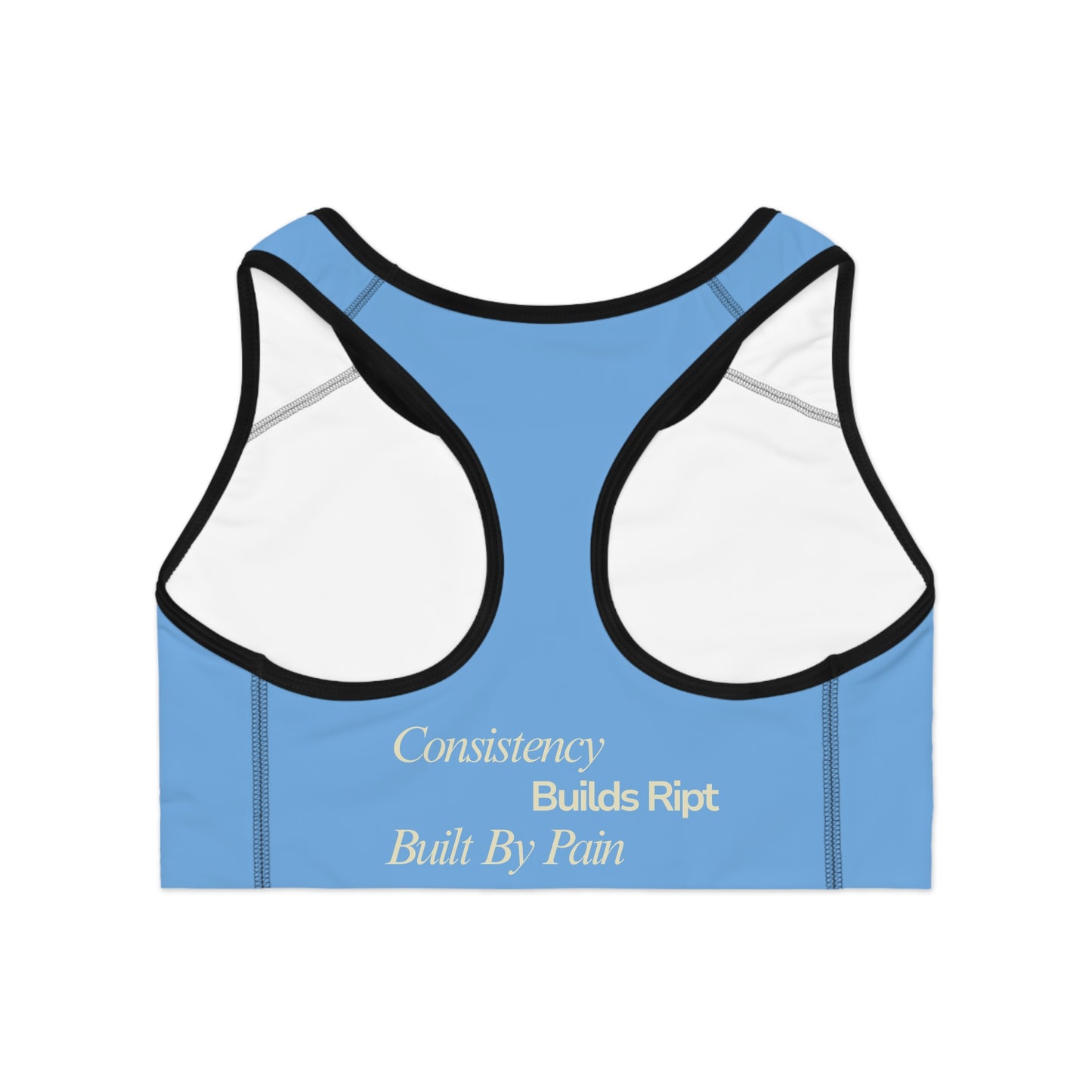 Ript Wear Light Blue Performance Sports Bra — 'RIPT WEAR' Blue Logo Athletic Crop