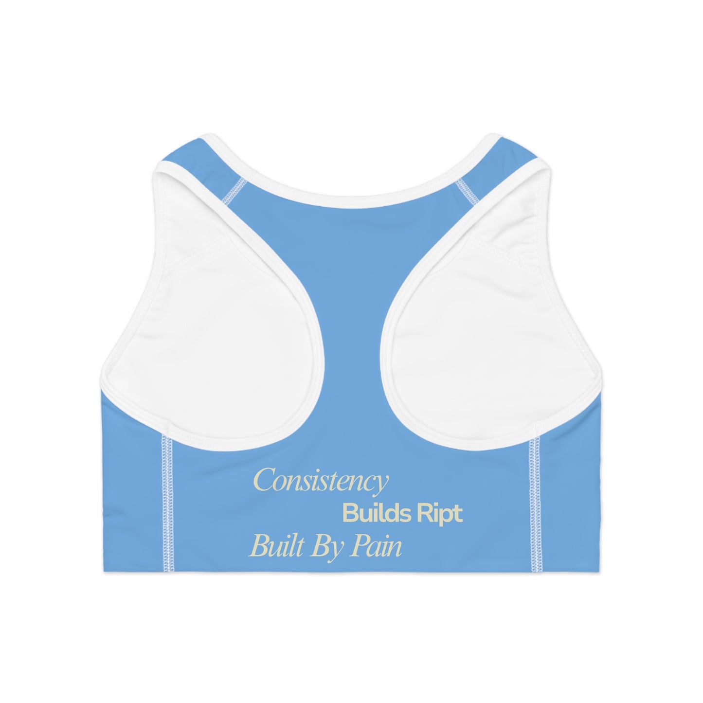Ript Wear Light Blue Performance Sports Bra — 'RIPT WEAR' Blue Logo Athletic Crop