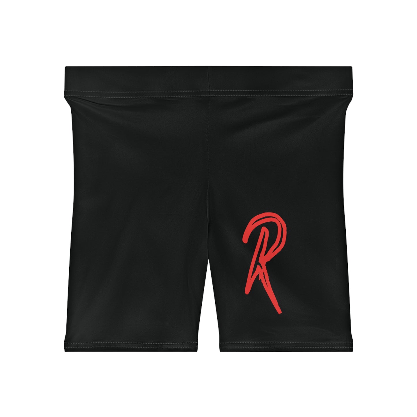 Ript Wear Women's Black Biker Shorts — 'RIPT WEAR' Red Logo Athletic Shorts