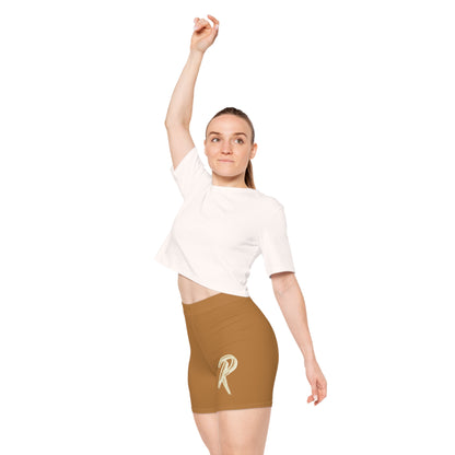 Ript Wear Women's Brown Biker Shorts — 'RIPT WEAR' Logo Athletic Shorts